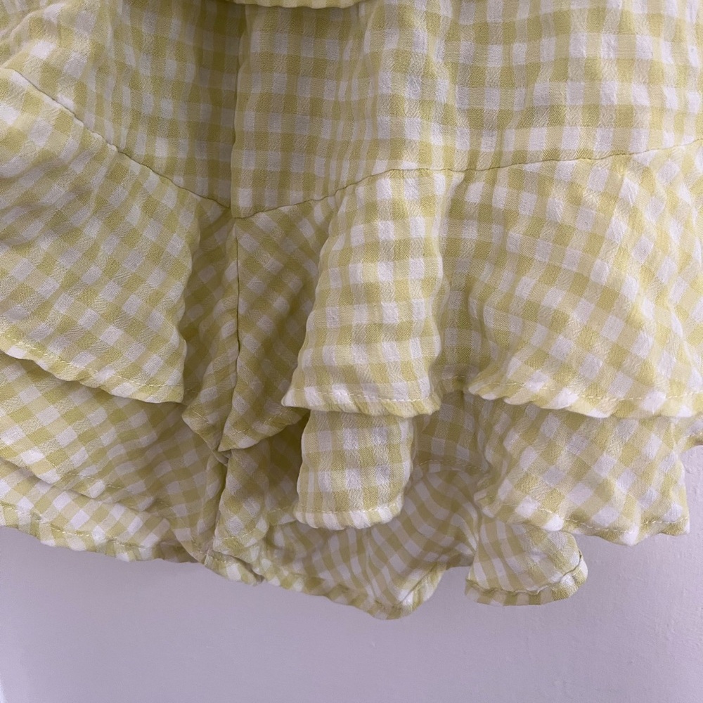 MABLE Lime Gingham Plaid Ruffled Romper - Picture 6 of 7